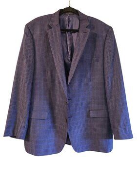 Lauren Ralph Lauren Men's Black Blue Houndstooth Lined Sportscoat, 46L